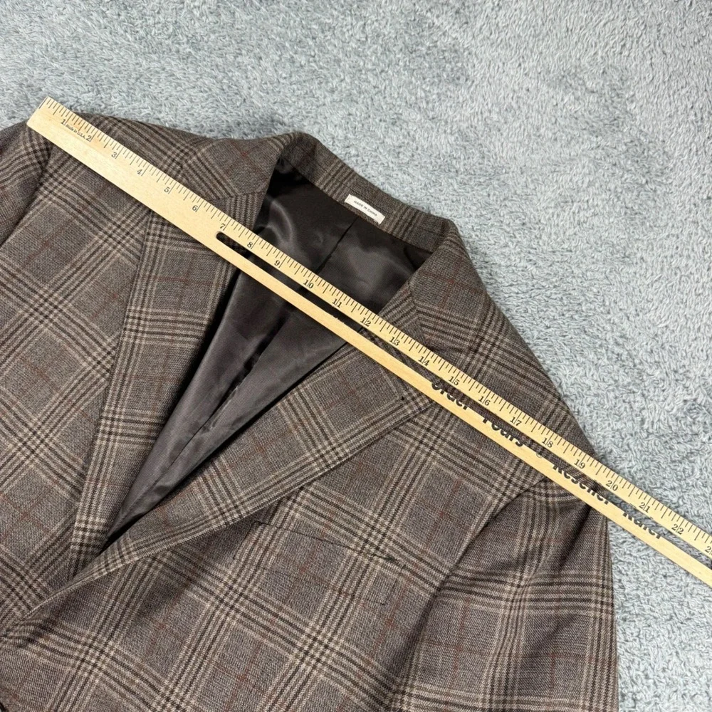 Joseph Abboud Glen Check Plaid‎ Wool Blazer Jacket Sport Coat Mens 44 Brown